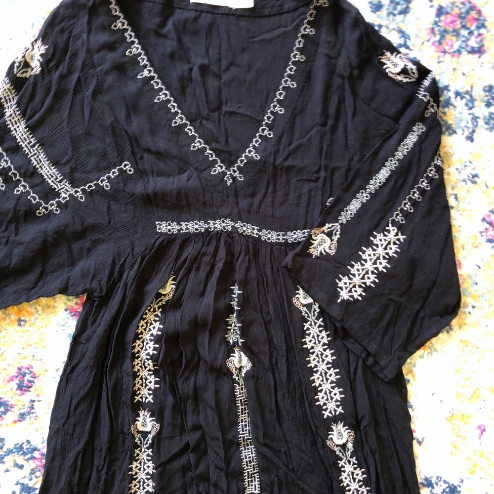 Flowy Boho Dress/ Embroidered gauze dress✨